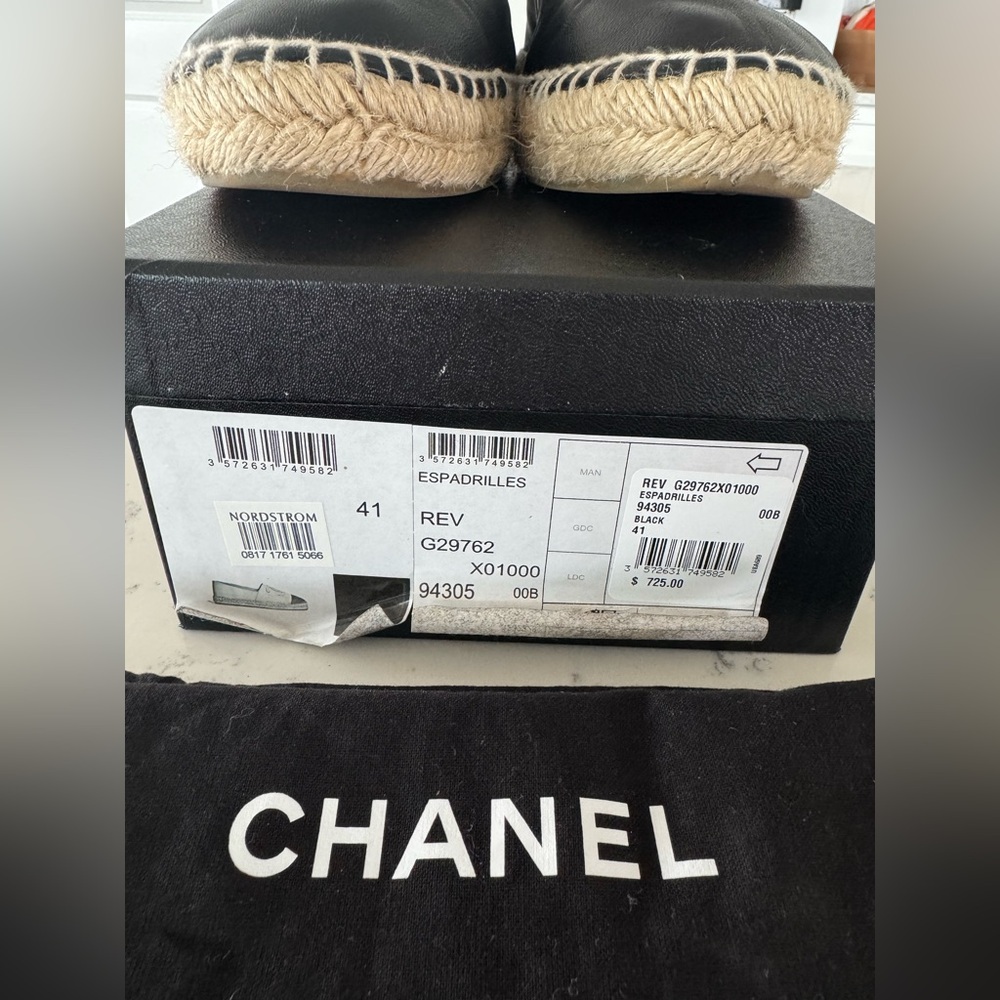 Chanel CC Lambskin Espadrilles Black Leather Size 41 | Box & Dust Bags - Picture 16 of 16